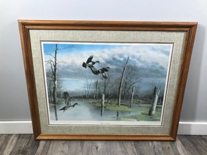 lot 249 image: Jim Hansel Framed, Signed and Numbered Print - Backwater Woodies