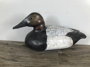 lot 268 image: Collectible Solid Wood Canvas Back Duck Decoy
