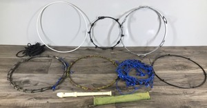 lot 287 image: Soprano Recorder (Aulos) and what I believe are Drum Hoops  Bongo Rims