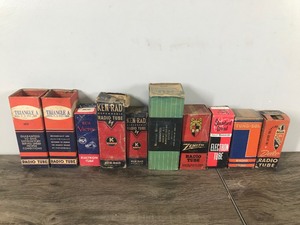 lot 319 image: Lot of 10 Vintage Radio  Vacuum Tubes - Brands Triangle - Standard Brand - RCA Victor - Ken-Rad - National Union - Zenith - Tung-Sol - Delco