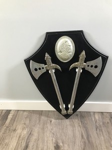 lot 380 image: Mid-Evil Wall Hanging Display with  2 Axes