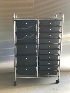 lot 6 image: 15 Drawer Rolling Storage Cart, Mobile Utility Cart with Lockable Wheels, Drawers, Multipurpose Organizer Cart for Home, Office, School, Black