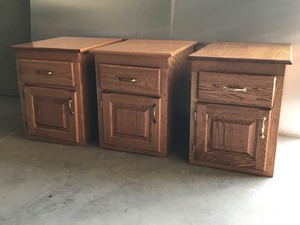 lot 1 image: 3 - Solid Wood One Drawer Night Stands with Cabinet for Storage