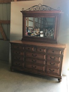 lot 2A image: Solid Wood 13 Drawer Dresser with Mirror