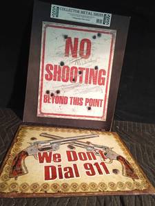lot 100 image: 2 metal signs