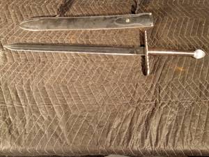 lot 77 image: Leather handle sword with leather sheath