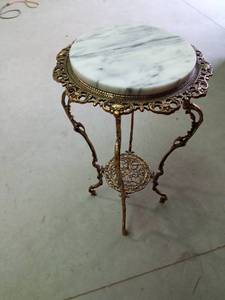 lot 148 image: Brass marble top plant stand