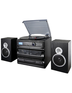 lot 148 image: Trexonic Home Stereo System with Turntable, CD Player, Dual Cassette Decks and Wired Shelf Speakers