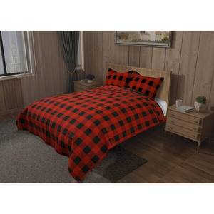 lot 157 image: Springloft Buffalo Plaid Brushed Microfiber Quilt and Sham Set