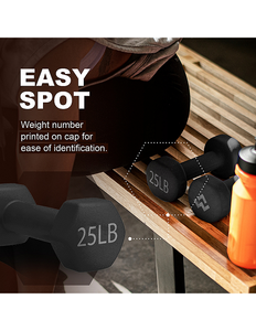 lot 165 image: WeCare Fitness Neoprene 25-Lb. Dumbbells 1-Pc. Set - Black