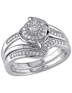 lot 177 image: Diamore Sterling Silver 14 ct tw Round Diamond Bridal Set