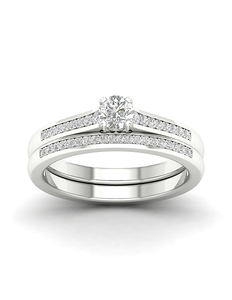 lot 182 image: Sterling Silver 13 ct tw Round Diamond Classic Bridal Set - Size 8