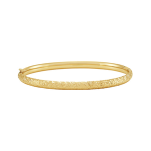 lot 183 image: 14K Gold 4mm 7 Hinged Crystal-Cut Bangle Bracelet