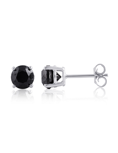 lot 185 image: Rhodium Over Sterling Silver 3 ct tw Black Diamond Stud Earrings