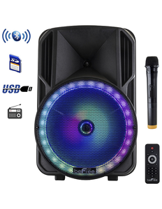 beFree Sound 12" Bluetooth Portable PA Speaker with Lights and Wireless Mic