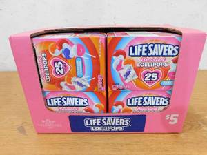 lot 104 image: (12) Lifesavers Lollipops Fruit Variety Candyn Stickers plus Teachers Card 25count 8.8oz (249g)