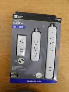 lot 97 image: Commercial Electric 4 ft. Multiple Outlet and Wall Mounted Surge Protector Set (3-Pack)