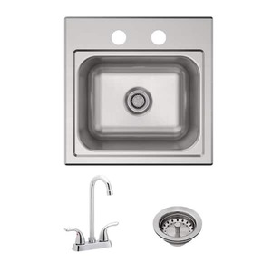 lot 13 image: Elkay Parkway 15 in. Drop-in Single Bowl 20-Gauge Stainless Steel Sink w Faucet