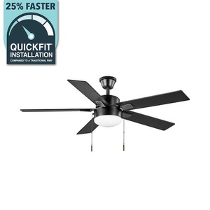 lot 32 image: Hampton Bay 52 in. Corwin IndoorOutdoor Matte Black LED Ceiling Fan with Light Kit