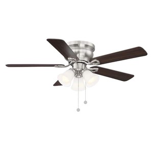 lot 33 image: Hampton Bay Clarkston II 44 in. LED Indoor Brushed Nickel Ceiling Fan with Light Kit