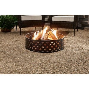lot 117 image: Hampton Bay 30 in. Steel Fire Ring with Lattice Pattern in Black