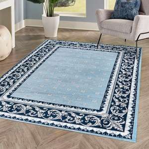 lot 142 image: JONATHAN Y Acanthus BlueNavy 4 ft. x 6 ft. French Border Area Rug