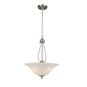 lot 148 image: Hampton Bay Kensley Park 3-Light Brushed Nickel Pendant