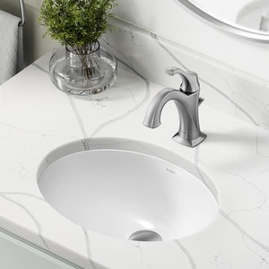lot 37 image: KRAUS Elavo 16.8 in. Oval Undermount Bathroom Sink in White Vitreous China with Overflow Drain