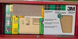lot 29 image: Mixed Collection of Hand Tools and Sandpaper in Red Tool Box