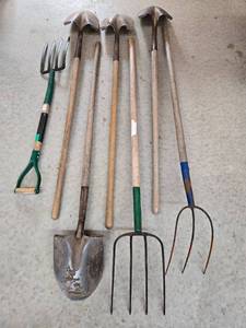 lot 87 image: Collection of Garden Tools Including Forks and Shovels