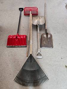 lot 88 image: Set of Lawn and Garden Tools Including Shovels and Rakes