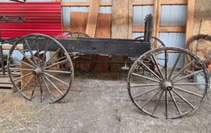lot 112 image: Antique Wooden Horse-Drawn Farm Wagon