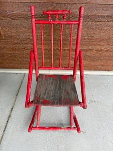 lot 125 image: Vintage Red Wooden Rocking Chair