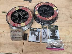 lot 136 image: Assorted Hardware Bundle with Router Bit Set and Aluminum Fence Wire