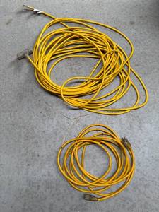 lot 139 image: Lot of Heavy-Duty Outdoor Extension Cords with Multiple Outlets