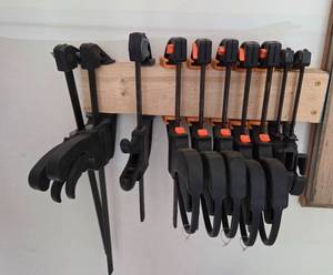 lot 153 image: Set of Bar Clamps with Black Plastic Handles