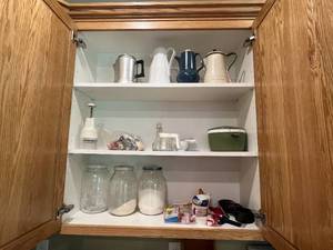 lot 169 image: Vintage Kitchen Collection Coffee Pots, Jars, and Utensils