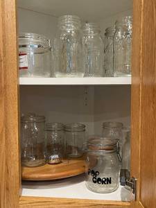 lot 178 image: Set of Clear Glass Jars with Lids and Tea Infuser