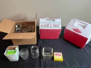 lot 199 image: Collection of Vintage Coolers and Canning Jars with Accessories