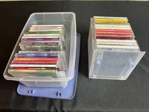 lot 213 image: Collection of Music CDs in Plastic Storage Bins