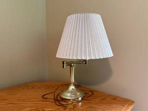 lot 229 image: Brass Table Lamp with Pleated Shade