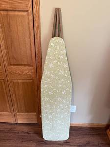 lot 233 image: Vintage Wooden Folding Ironing Board with Floral Cover