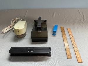 lot 253 image: Office Supplies Bundle Staplers, Punch, Rulers, and Staple Sets