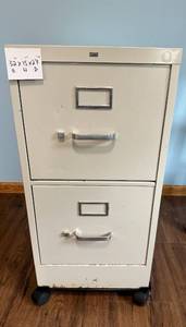 lot 255 image: Metal 2-Drawer Filing Cabinet on Wheels