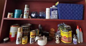 lot 264 image: Collection of Various Paints, Solvents, and Wood Finishing Products - content quantities unverified