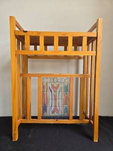 lot 273 image: Antique Wooden Side Table with Stained Glass Panel