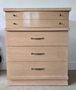lot 286 image: Vintage Blonde Wood Chest of Drawers with Brass Handles