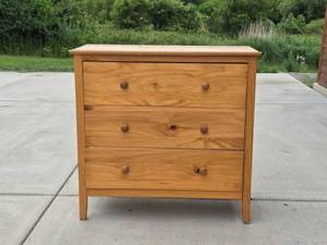 lot 315 image: Three-Drawer Wooden Dresser