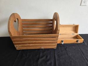 lot 323 image: Rustic Wooden Berry Basket or Magazine Holder and Box Set