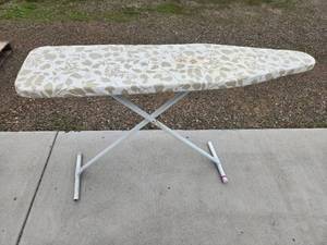 lot 327 image: Used Adjustable Metal Ironing Board with Floral Cover